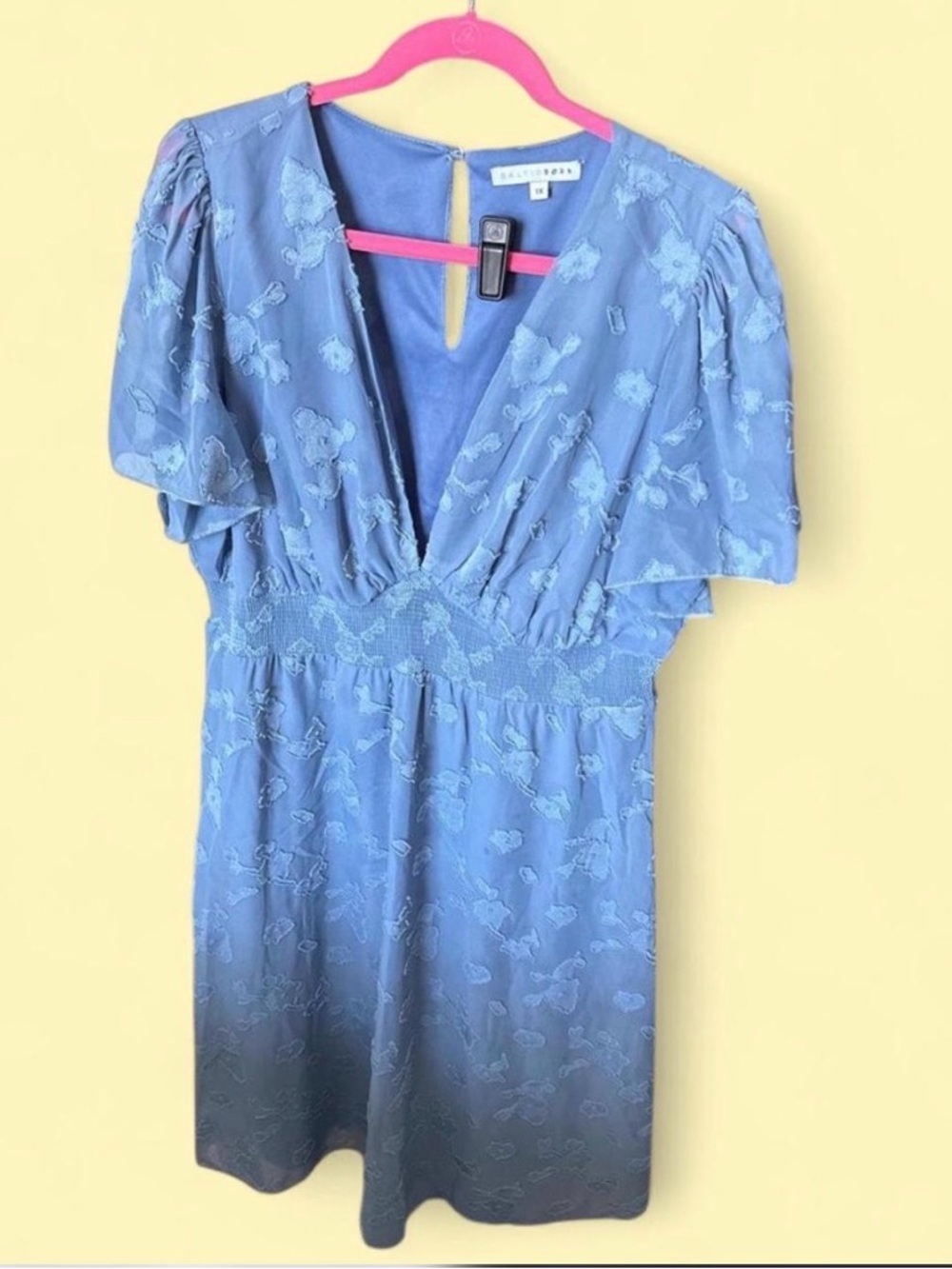 Baltic Born- Light Blue Floral V-Neck Midi Dress